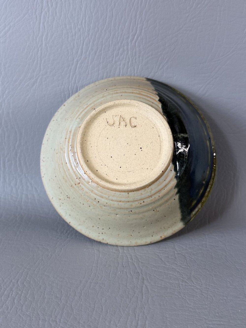 Handcrafted Studio Art Pottery Bowl JAC Signed Mount Fuji Blue Dip Stoneware 6" - Picture 7 of 10